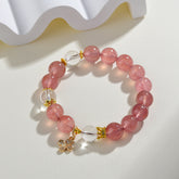 Natural Crystal Strawberry Crystal Five-petal Flower Bracelet - Love & Energy